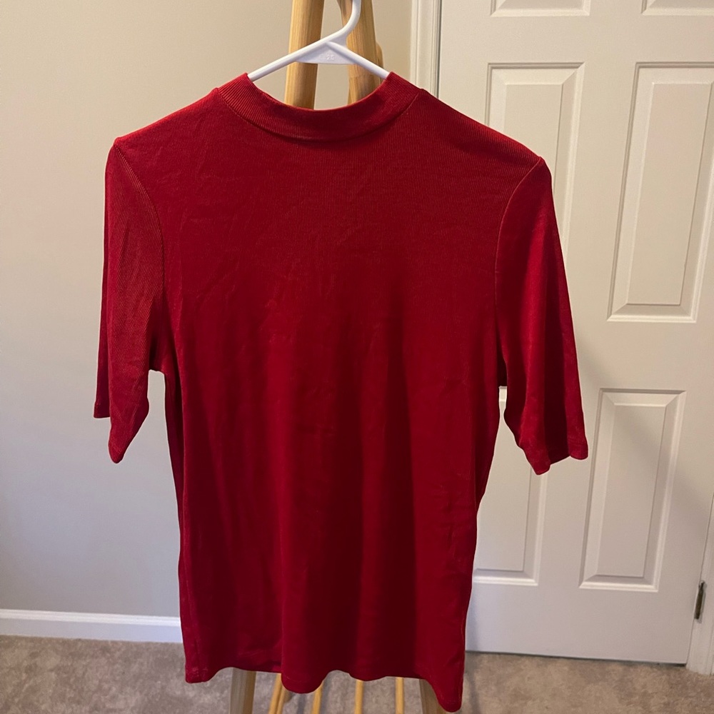 Red mock turtleneck